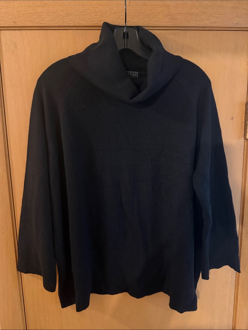 Maillot Made in Italy Cowl Neck Boxy Sweater Wool Cashmere Black Medium